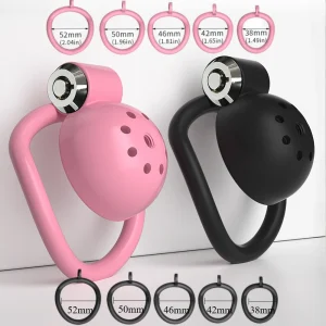 ABS Chastity Cage with 5 Interchangeable Rings and Plug