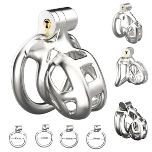 Stainless Steel Mamba Chastity Cage with Double-Arc Ring and Magic Lock