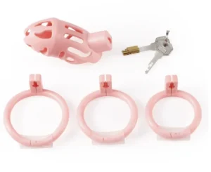 Pink Resin Male Chastity Cage with Secure Lock Set